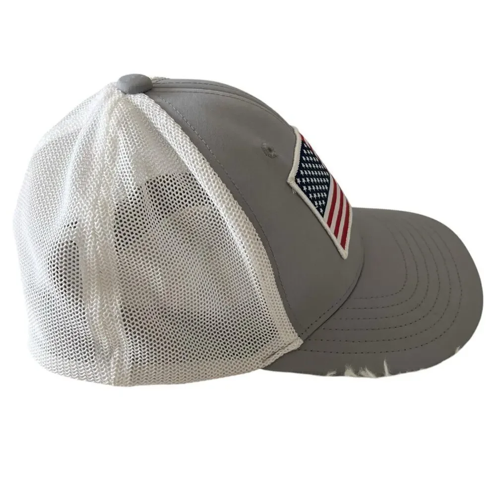 Bass Pro‎ Shops Men's Net Plus American Flag Hat Grey White